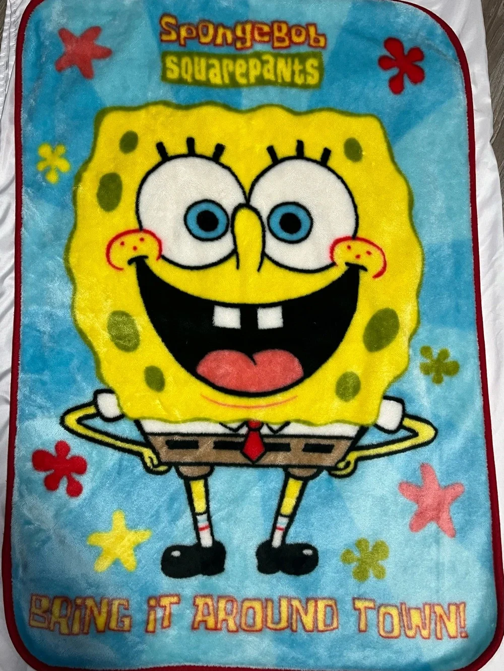 VTG Nickelodeon SpongeBob SquarePants Throw Blanket 29x42 Bring It Around Town